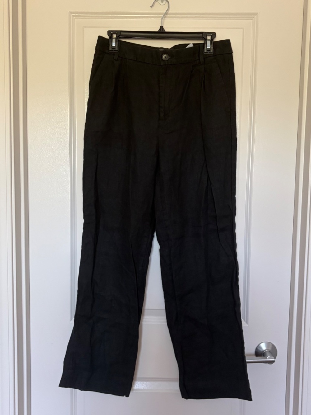 Women's 8 Banana Republic Black Linen Trousers Pleated Front - Picture 11 of 14